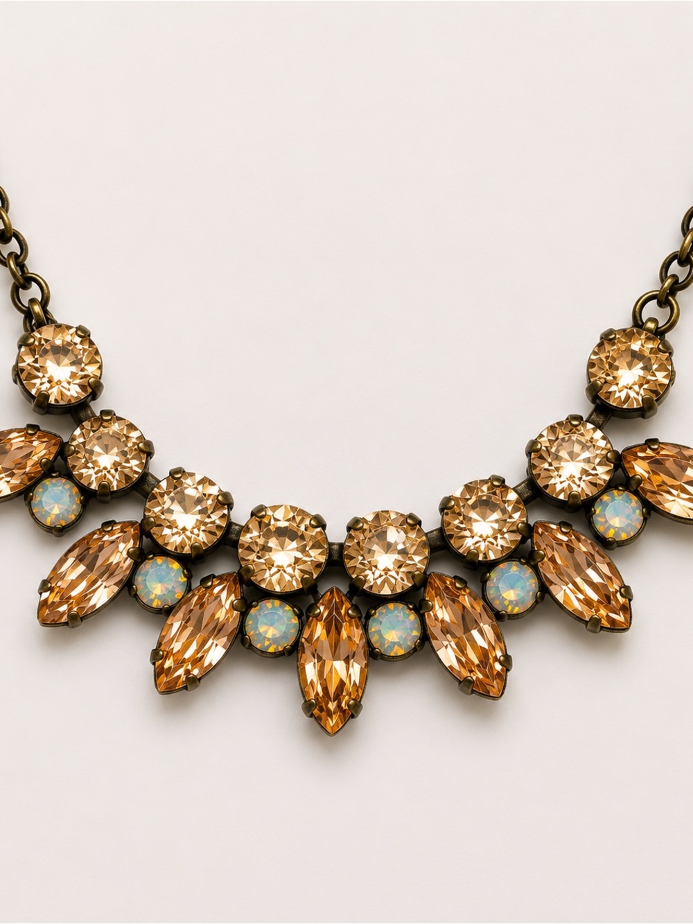 Vintage style Crystal Statement Necklace in Champagne Gold